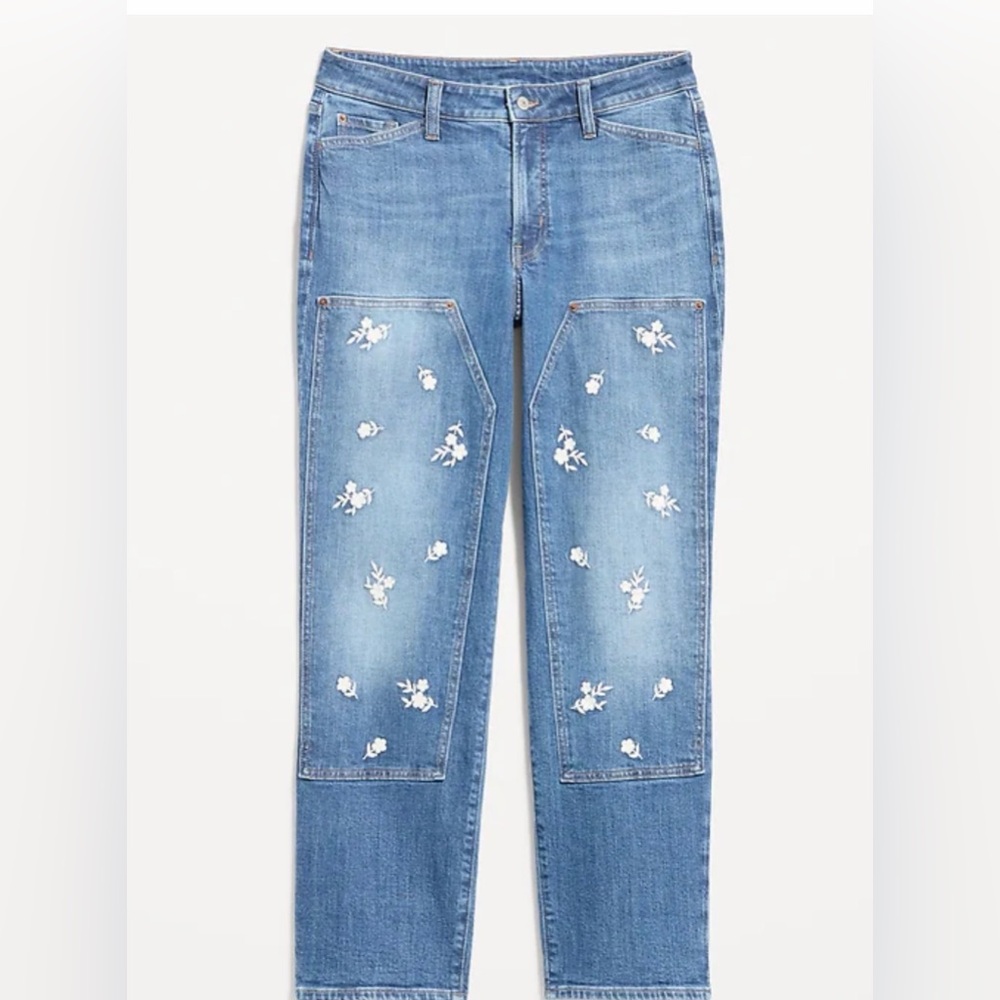 Old Navy Light Blue Floral OG Loose women’s Jeans size 14 NWT